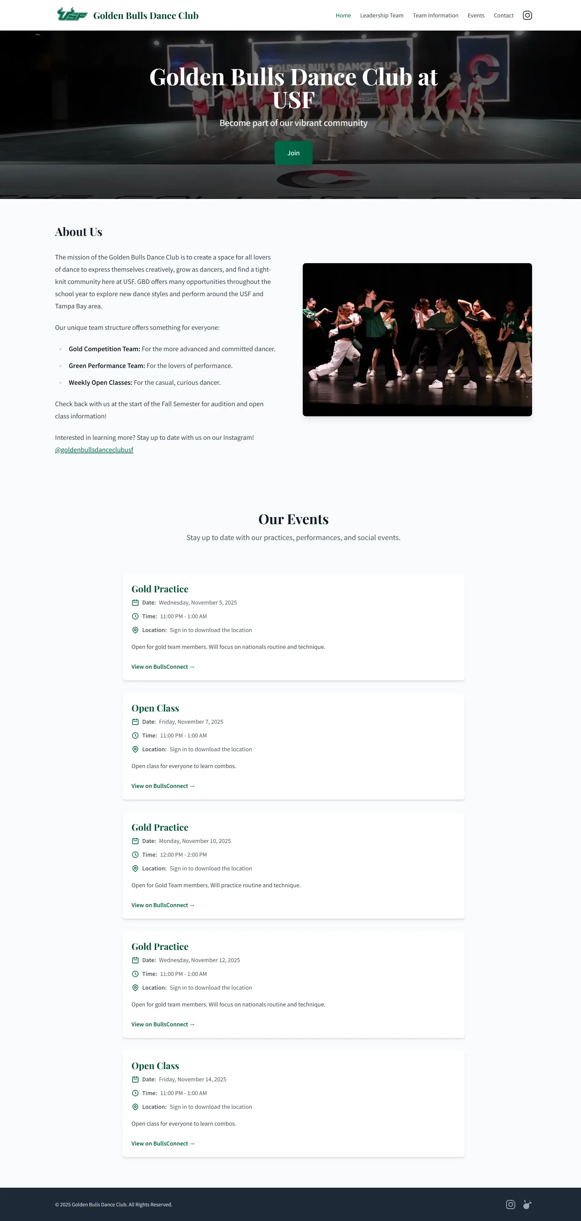 Golden Bulls Dance Club at USF